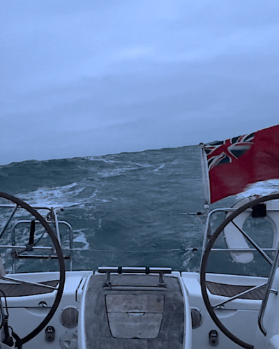 downwind force 7 in the Irish Sea Beneteau oceanis yacht delivery